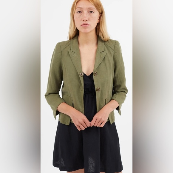 SMYTHE Green Lightweight Cropped Blazer 2 - Picture 1 of 9
